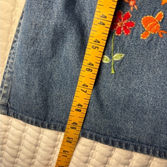 Agapo Collection Embroidered Denim Sleeveless Midi Dress Vintage 90s Y2K Size L - Picture 6 of 6